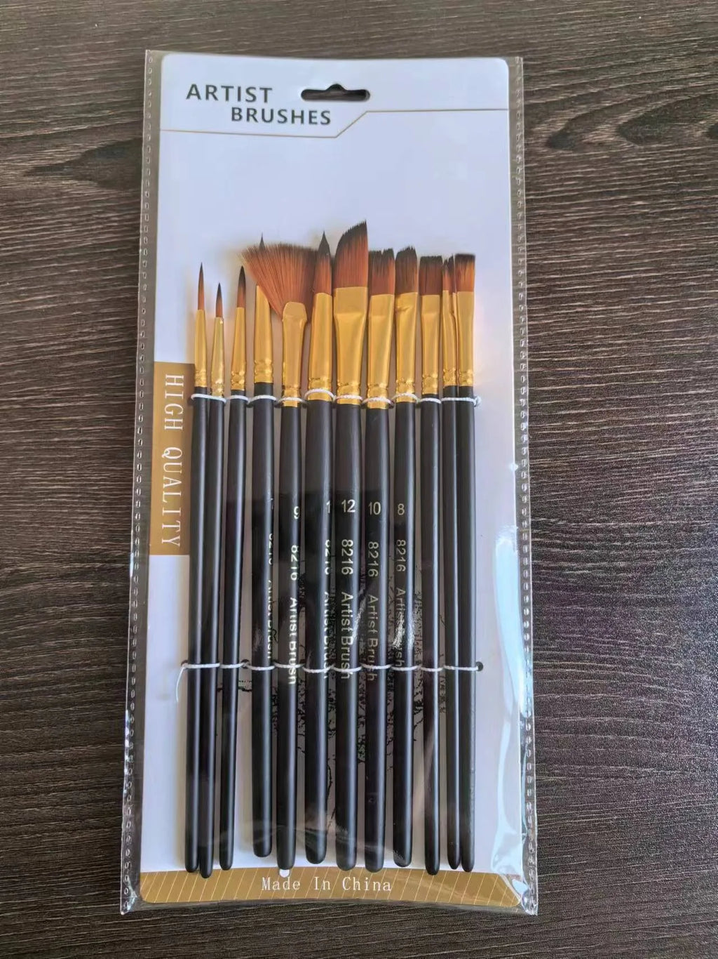 12pcs Nylon Bristle Brush Set Flat Brushes Watercolor Oil Paint For Artists And Acrylic Paintings Fabric