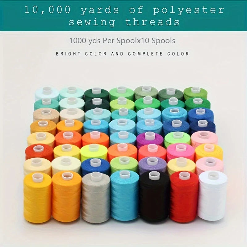 Sewing Thread - 10 Polyester Threads for Hand Stitching, Quilting & Sewing Machine