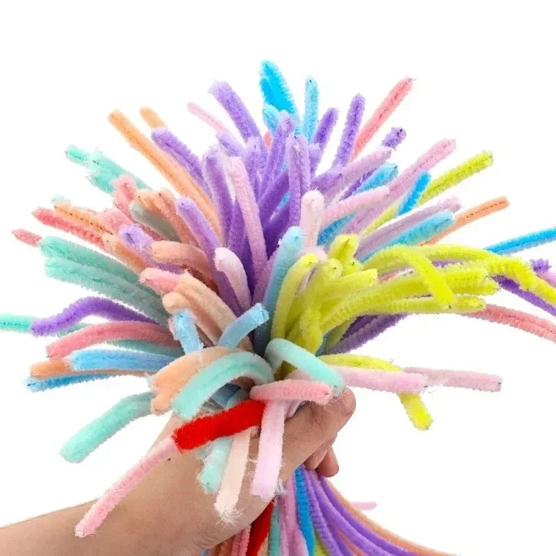 1000/10pcs Colorful Twisting Bar Chenille Fluffy Pipe Cleaners Stems Plush Stick DIY Tinsel Rod Strips Kids Art Educational Toys