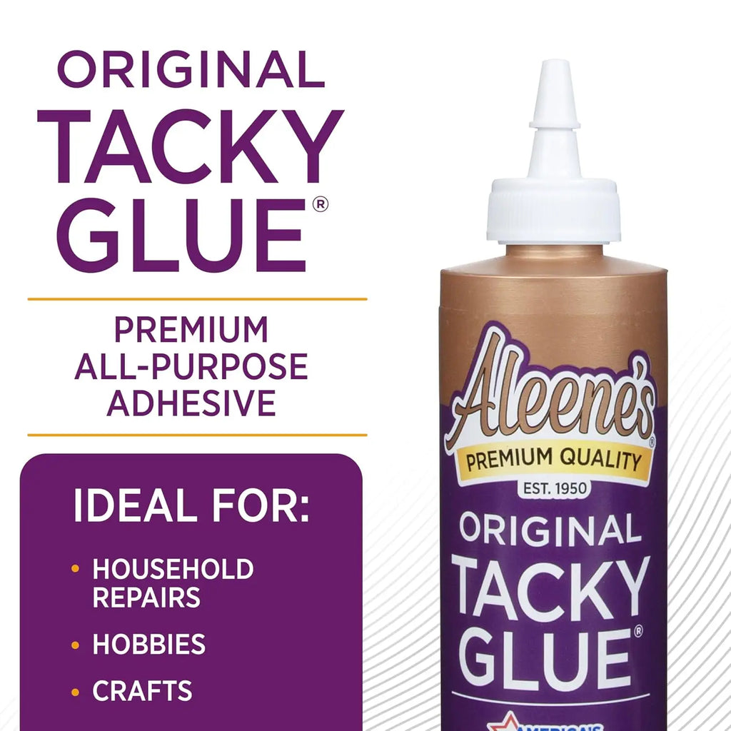 Clear All-Purpose Tacky Glue, 8 oz - Dries Flexible, Water-Soluble, Non-Toxic for Various Surfaces