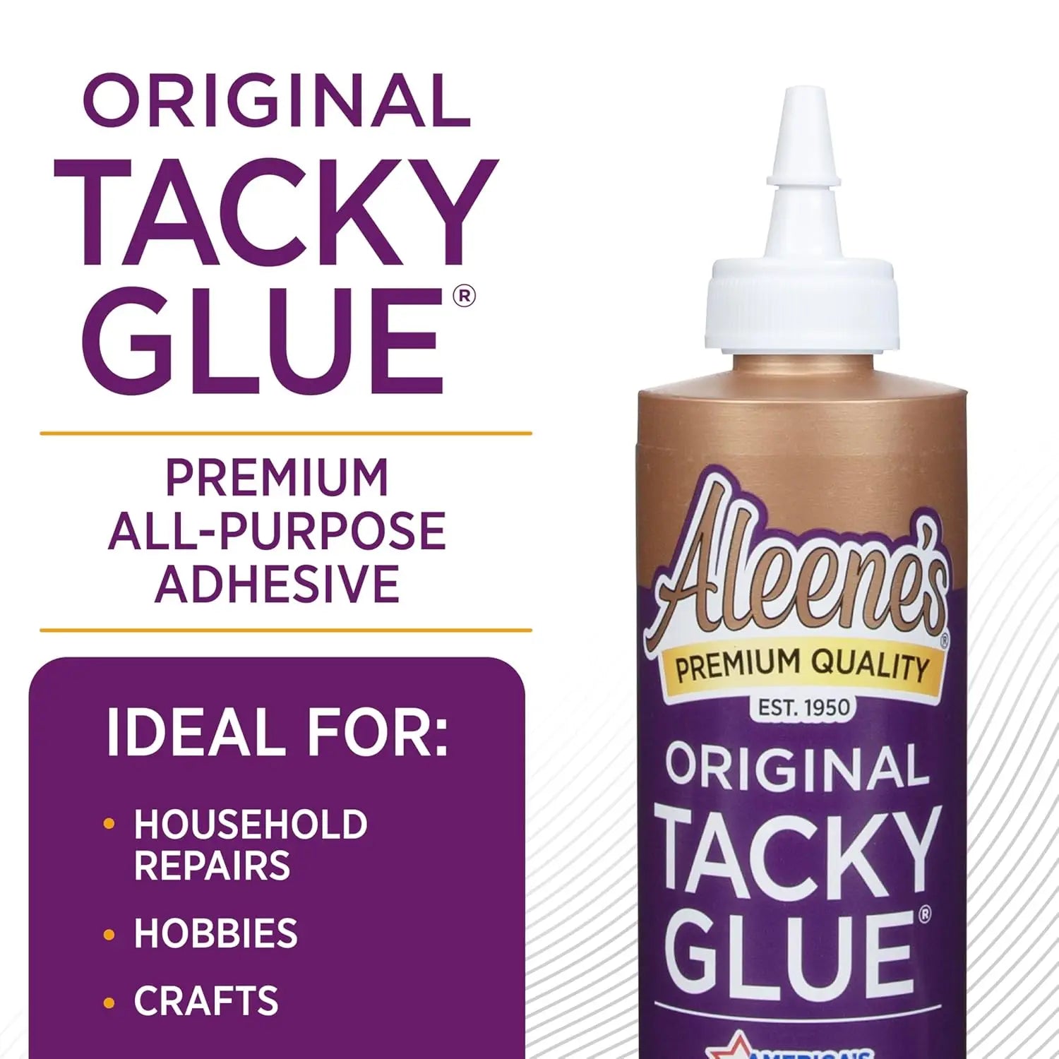 Clear All-Purpose Tacky Glue, 8 oz - Dries Flexible, Water-Soluble, Non-Toxic for Various Surfaces
