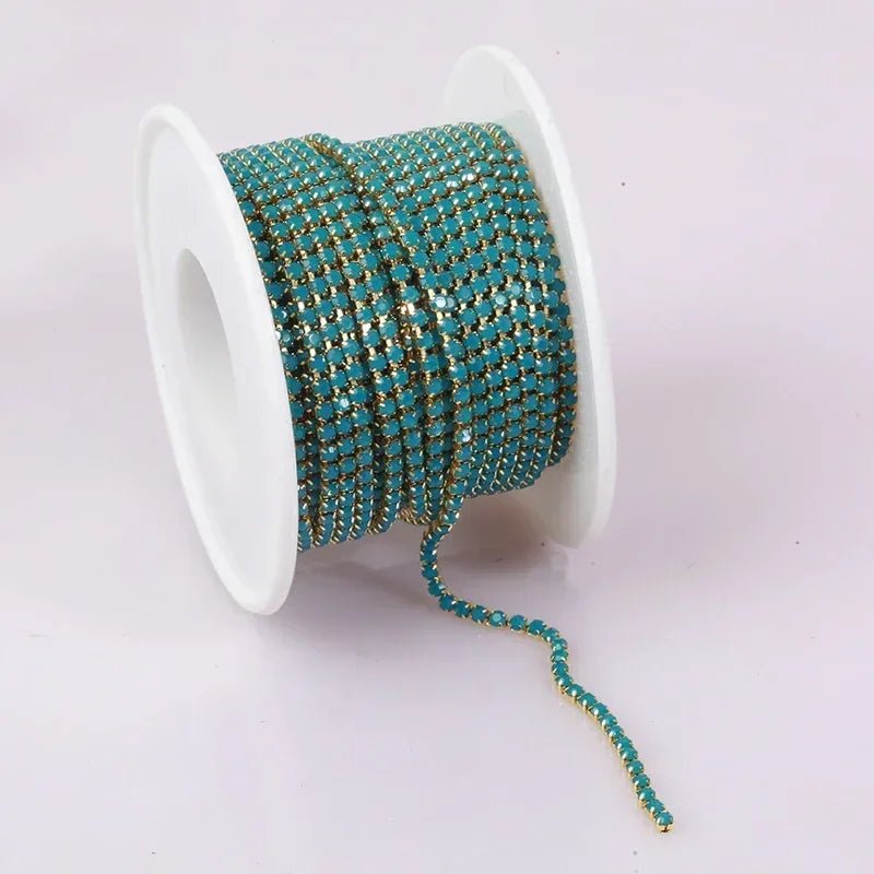2mm SS6 Colorful Sew On Opal Rhinestone Cup Chain for DIY Craft