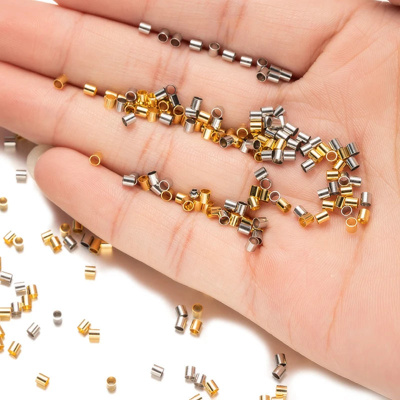100pcs Stainless Steel Crimp Tube Beads End Stopper For DIY Necklace Jewelry Making Crafts