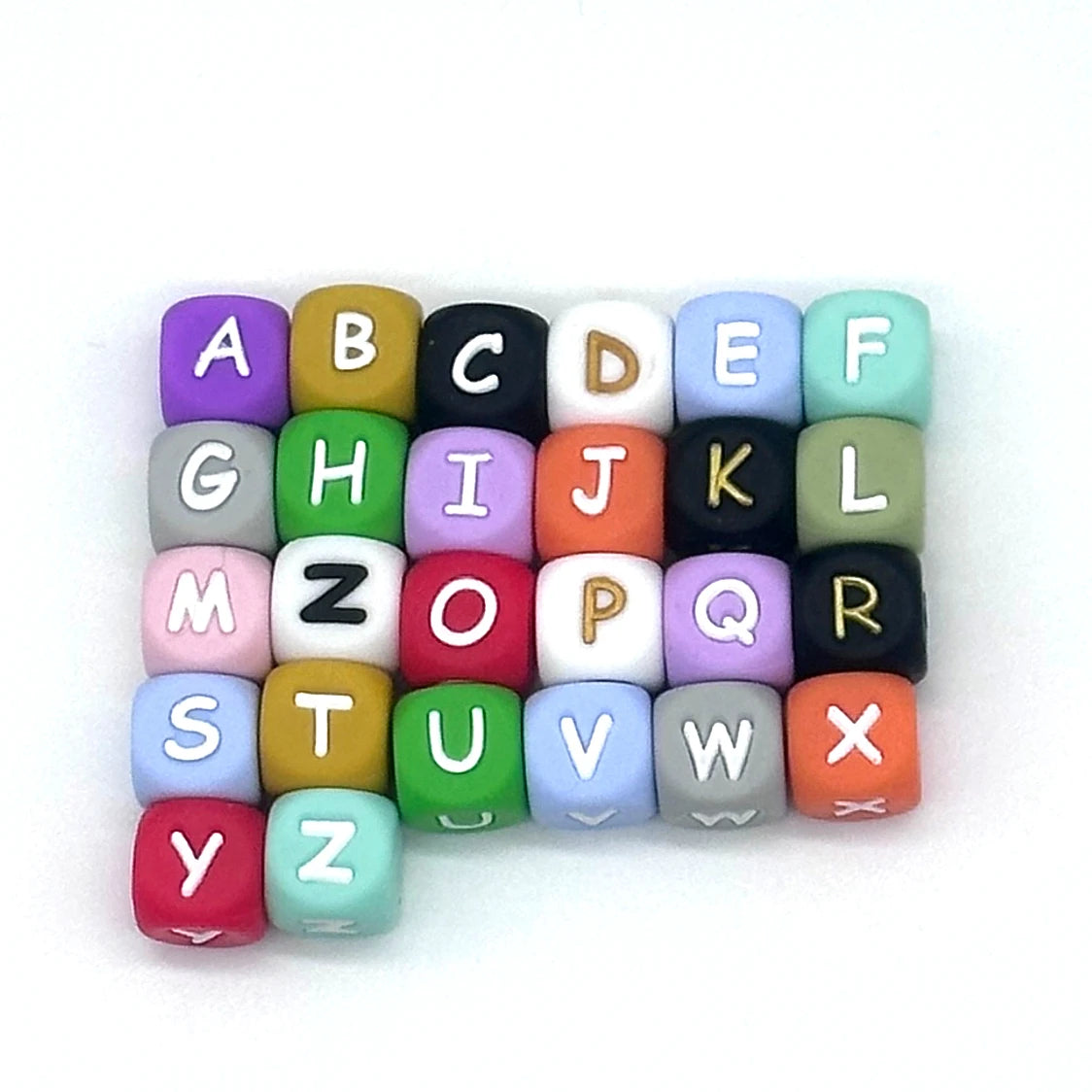 78pcs 12mm Silicone letter beads for DIY Key Chains Necklaces Bracelets Loose Beads