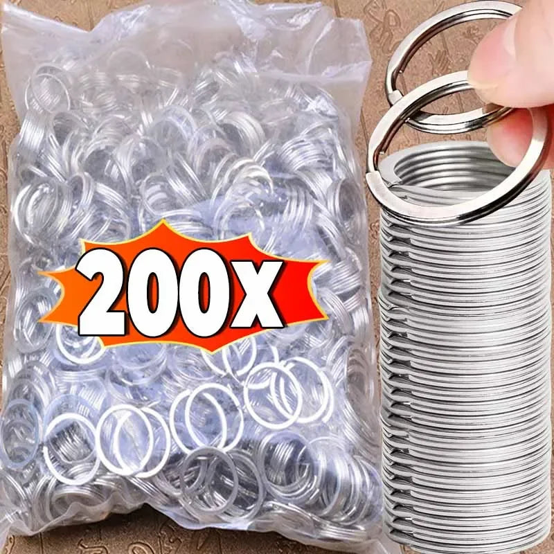10-200pcs 25mm Stainless Steel Key Rings Line Split for Jewelry Making Polished Keychain DIY