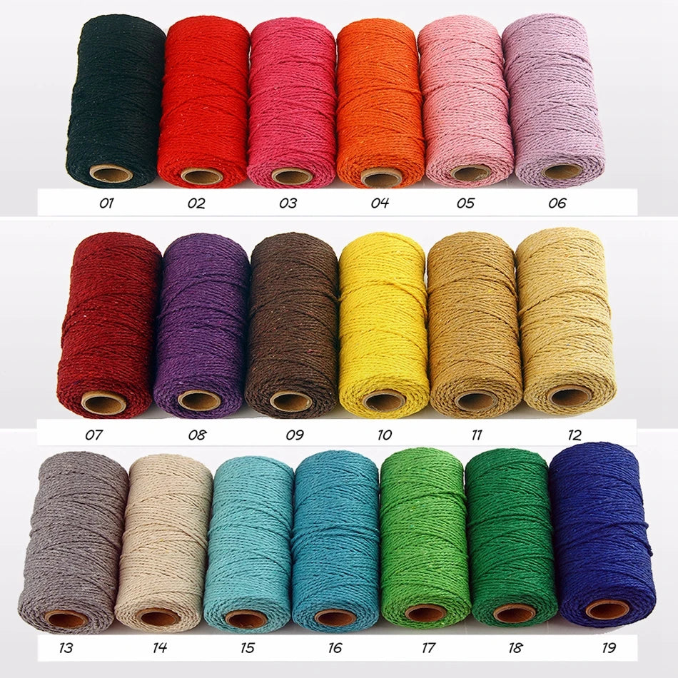 2mm 100M Macrame Cord Rope Cotton Crafts DIY Sewing Handmade Wall Hangings