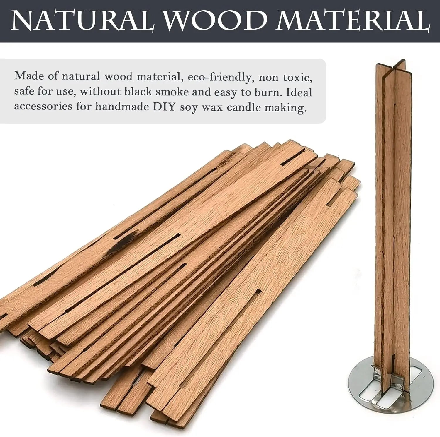 25 Cross Wood Candle Wicks with Iron Stands, 4x0.4inch Natural Wick for Soy Wax DIY Candle Making