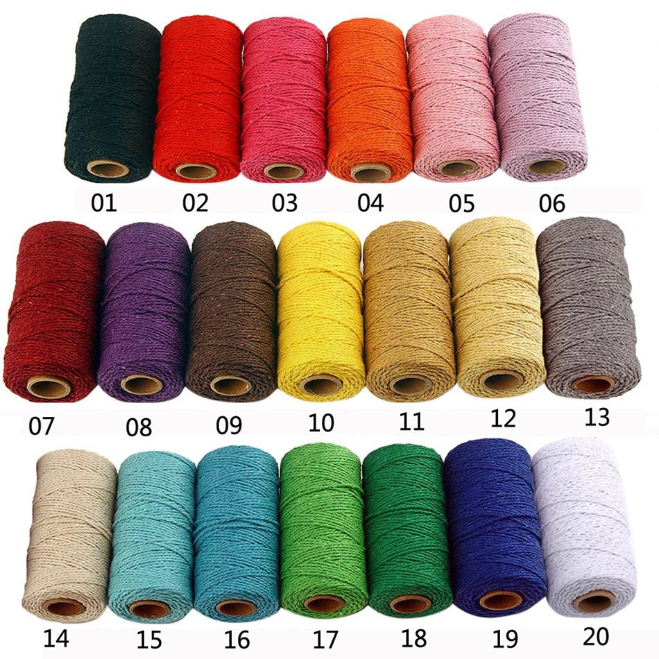2mm 100M Macrame Cord Rope Cotton Crafts DIY Sewing Handmade Wall Hangings