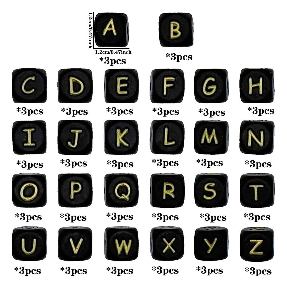 78pcs 12mm Silicone letter beads for DIY Key Chains Necklaces Bracelets Loose Beads
