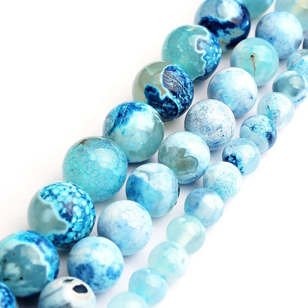 Round Flame Stone Beads Sodalite Loose Spacer Beads for Jewelry Making DIY Bracelets Necklace