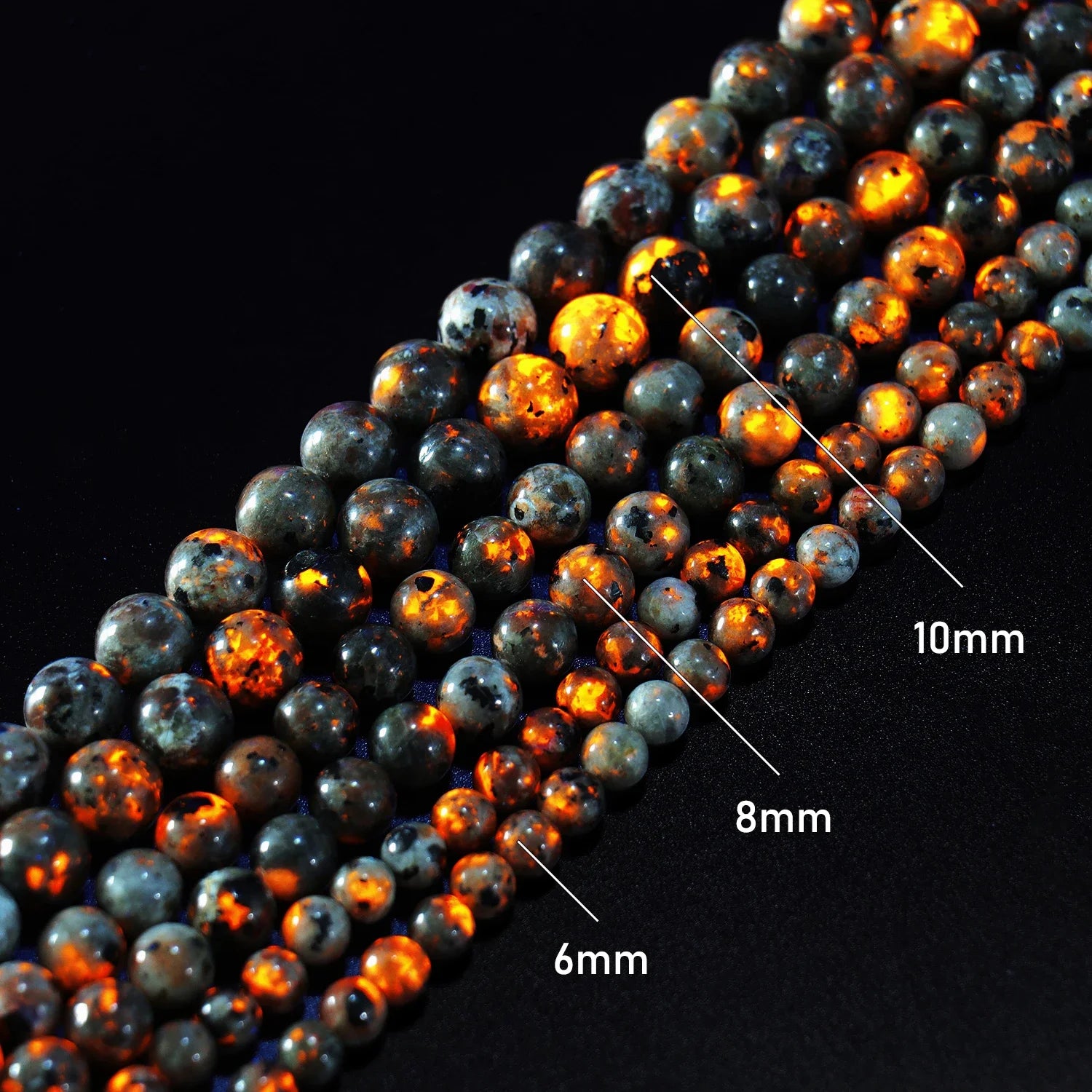 Round Flame Stone Beads Sodalite Loose Spacer Beads for Jewelry Making DIY Bracelets Necklace