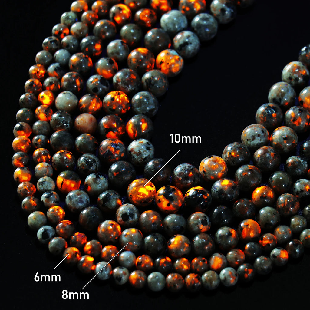 Round Flame Stone Beads Sodalite Loose Spacer Beads for Jewelry Making DIY Bracelets Necklace