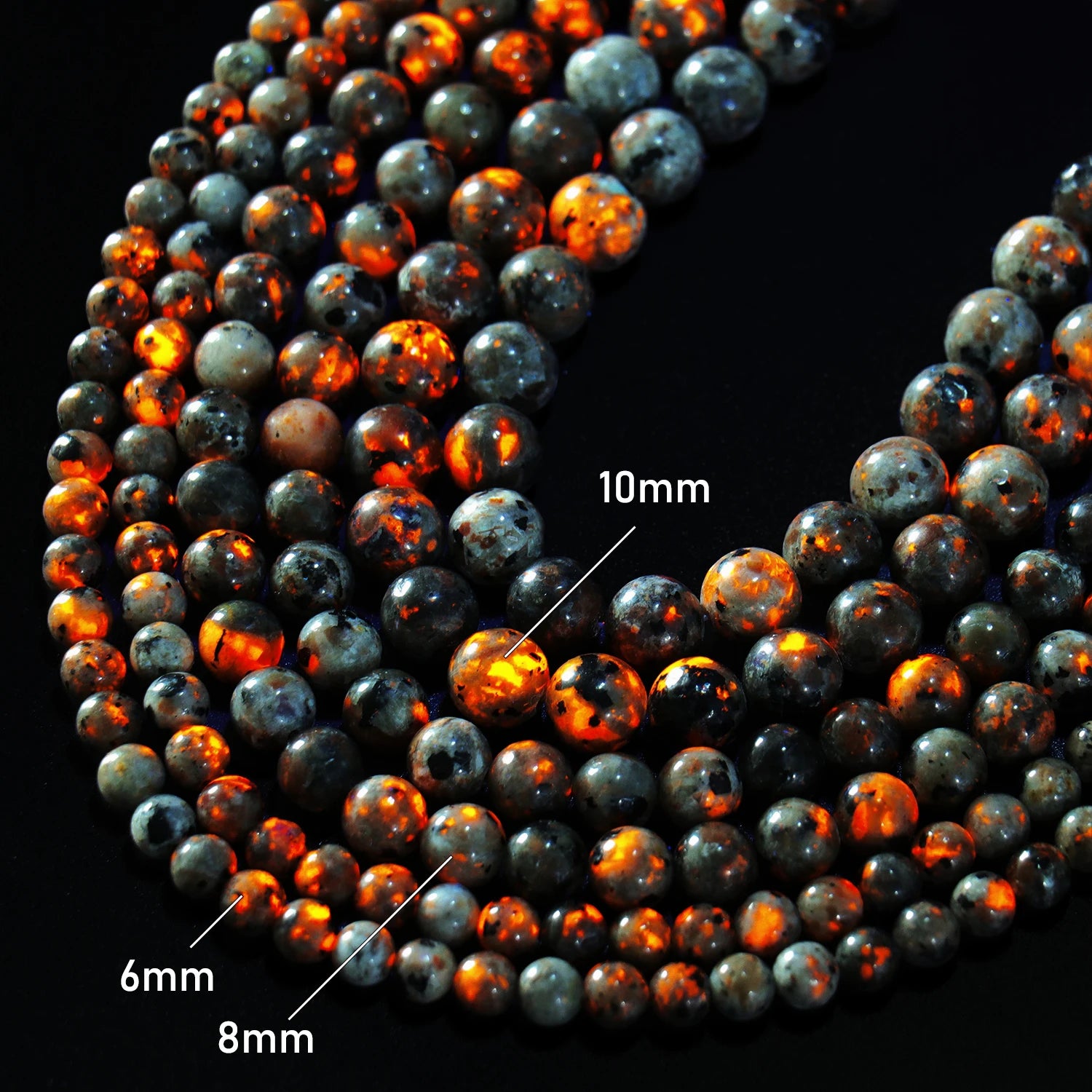 Round Flame Stone Beads Sodalite Loose Spacer Beads for Jewelry Making DIY Bracelets Necklace