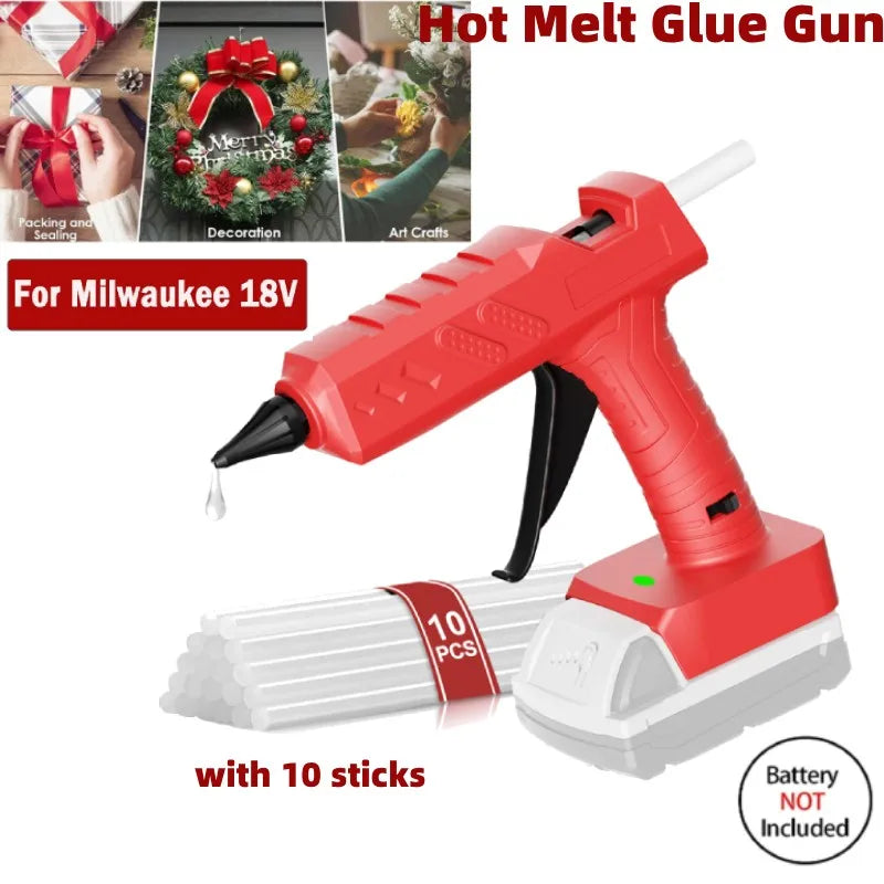 Electric Glue Gun For Milwaukee 18V Battery Hot Melt Welding With 10pcs For Crafts Decoration DIY Home
