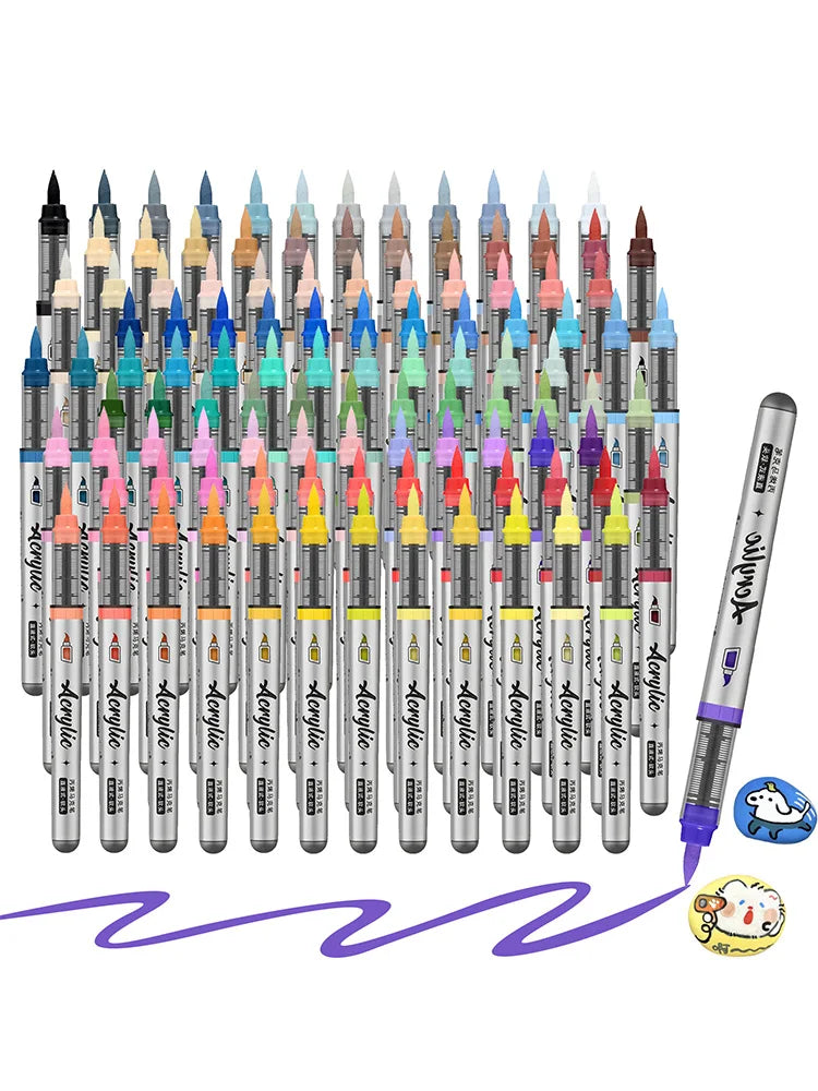 12 pcs Brush Tip Acrylic Paint Pens Set with 9 Professional Color Series for DIY