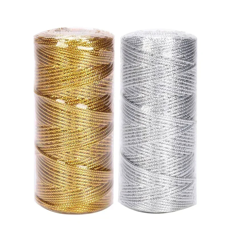 1.5mm 100M Gold Silver Macrame Cord Rope for Sewing Macrame Crafts or Gifts