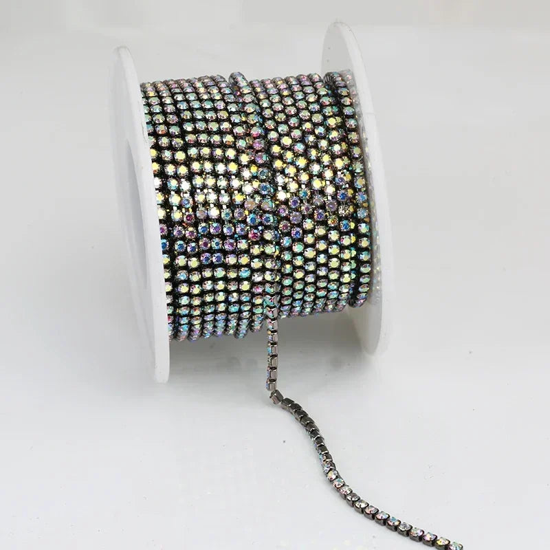 2mm SS6 Colorful Sew On Opal Rhinestone Cup Chain for DIY Craft