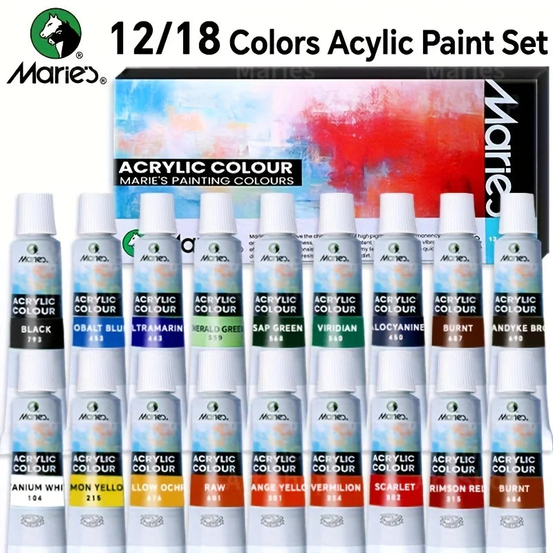 12ml, Acrylic paint for Painting on Fabric, Wood, Rock Canvas for Adults, Beginner