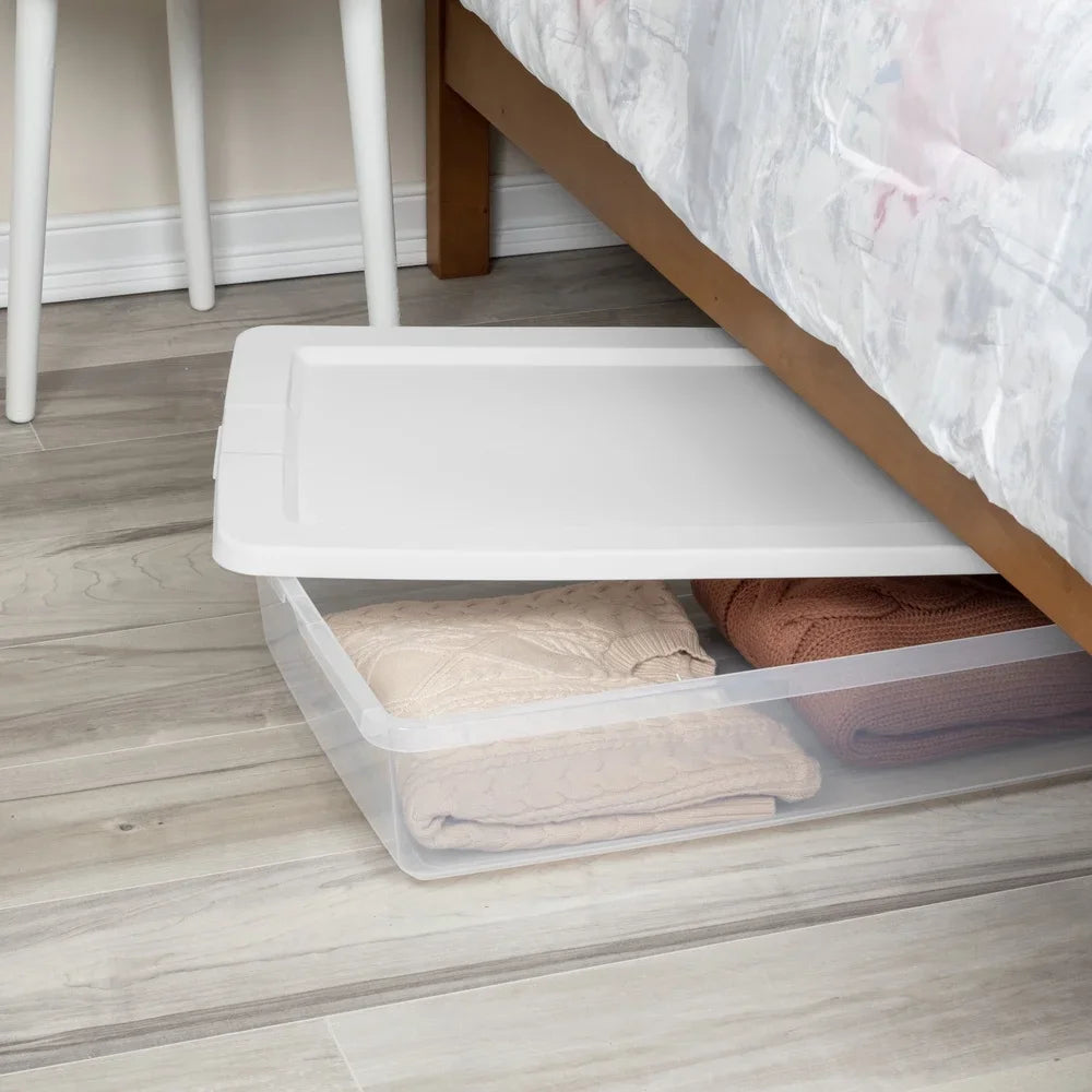 Clear Plastic Storage Bin 41 Qt Container with Snap-On Lid Home Office Bedroom Storage