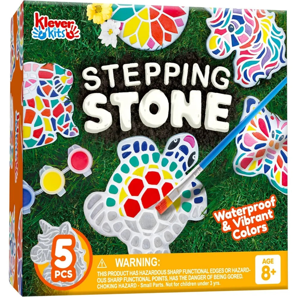 JOYFY Kids Stepping Stones Painting Kit Paint 5 Garden Stones Ceramic Garden Decor