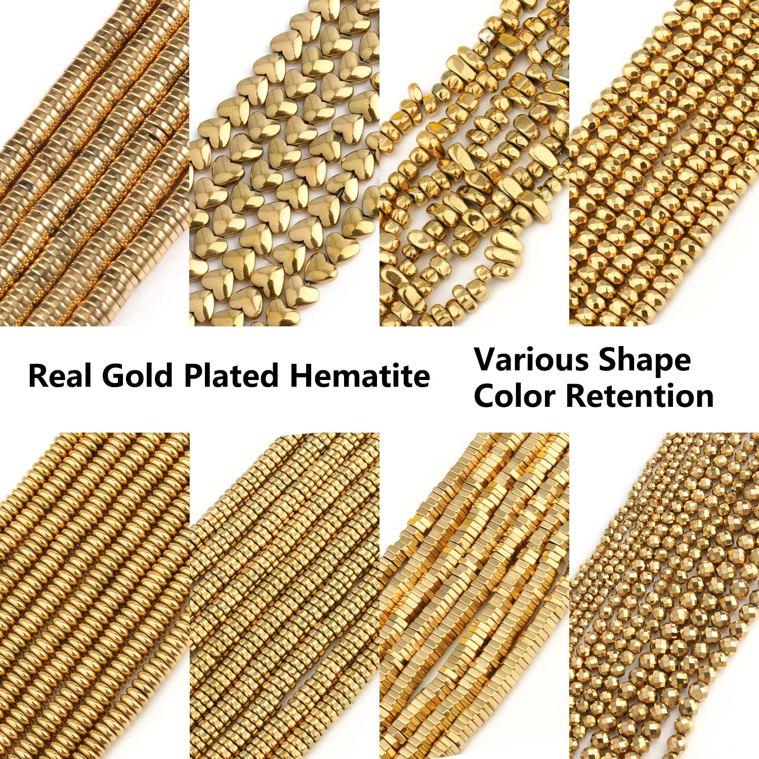 Real Gold Plated Hematite Bead Irregular Heart Cube Beads For Jewelry Making DIY